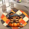 1PC Halloween Pumpkin Office Round Area Rug, Indoor Mat Suitable ForOffice, Under Office Chairs Bedroom Living Room Home Decor, Room Deco, D089