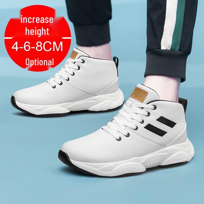 Men's 8CM Height Boosting Sports Shoes - Breathable, Thick Sole, Casual Board Sneakers