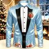 2026 Men's Fashion Christmas Satin Long Sleeve Shirt Christmas Special Edition 3D Printed Snowflake Christmas Tree Cane Candy