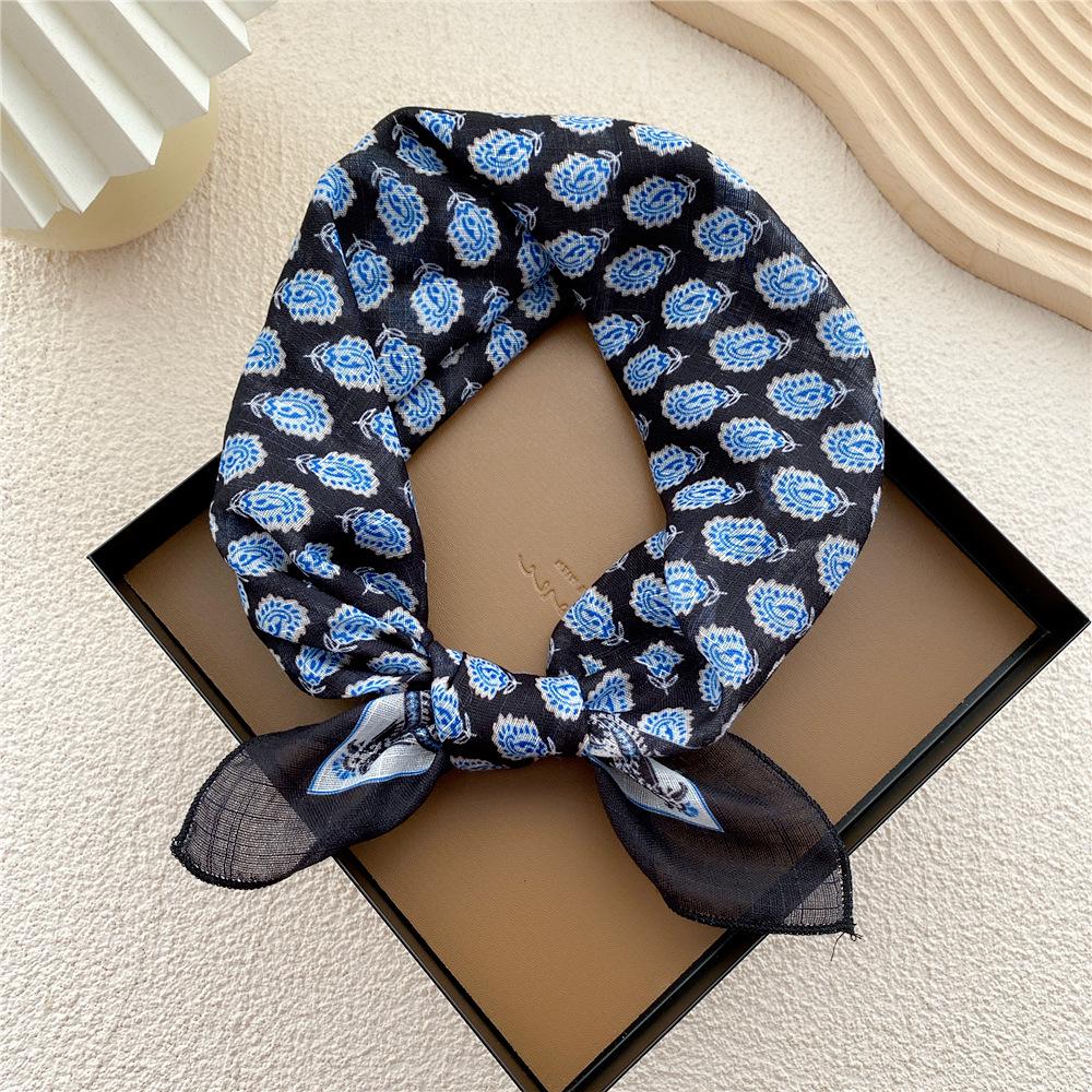 58 Bomull Lin Silke Firkantet Skjerf for Kvinner - Allsidig Mote Tilbehør for Vår, Sommer, Høst