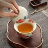 Hand-painted Sancai cover bowl, large with cover, single high-end household ceramic teacup, Kung Fu tea set, tea bowl.