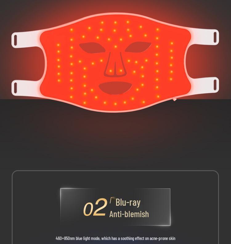 LED Photon Beauty Mask: Infrared & Blue Light Home Use Silicone Therapy Device