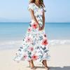 Women's Summer Casual Fashion Floral Print Dress V Neck Short Sleeve Dress