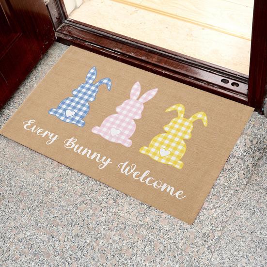 

Коврик для ванной комнаты с пасхальным кроликом, нескользящий впитывающий праздничный коврик, устойчивый к пятнам ковер с кроликом для входа в спальню