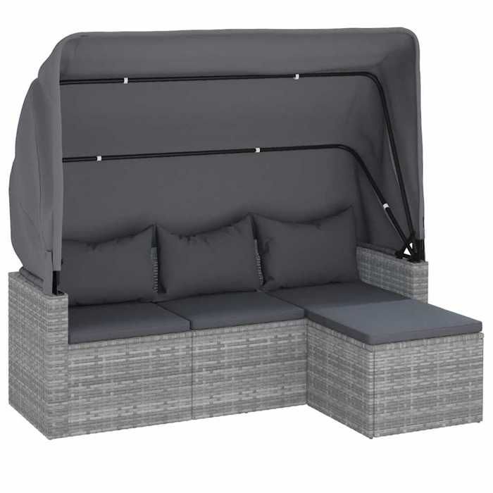 VidaXL 3-seater Garden Sofa with Roof and Footrest Grey 362335