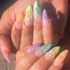 Unghie Finte a Stiletto Lunghe Design Degradé Punte Acriliche Kit Unghie Artistico Stile Ins per Donne
