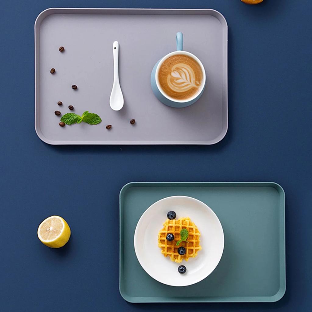Nordic Rectangular Plastic Storage Tray Home Kitchen Fruit Dessert Tray Dinner Plate Storage Organizer Kitchen Accessories