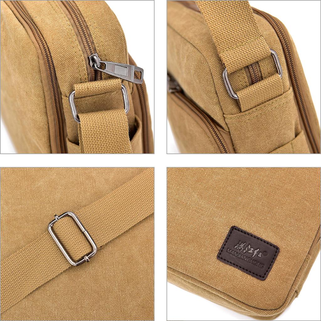 RAKEE Lerret Messenger Skulder Crossbody Stor 6 Farger Herreveske, Veske, Veske, Vanntett, Kapasitet, Slitesterk,