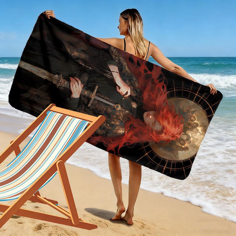 Elden Ring Woe Print Beach Towel, Large Soft Quick Dry Towel for Beach Camping Swimming
