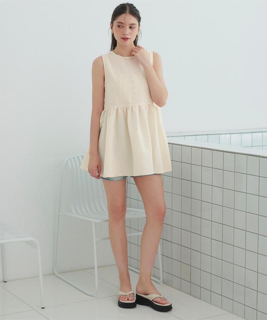 Seedless Sleeveless Tiered Guard DDXN1666 Large Tunic/Rash Women's Off-White