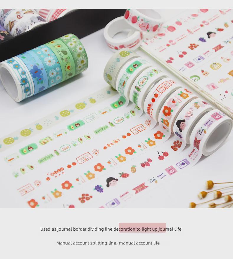 Conjunto de adesivos de desenho animado estilo celebridade da rede: Caixa de presente com desenhos fofos para meninas e fita de papel