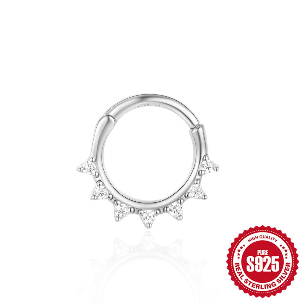 Wind S925 Sterling Silver Star Diamond Temperament Cartilage Piercing Earrings Ear Buckle Nose Ring Dual Use