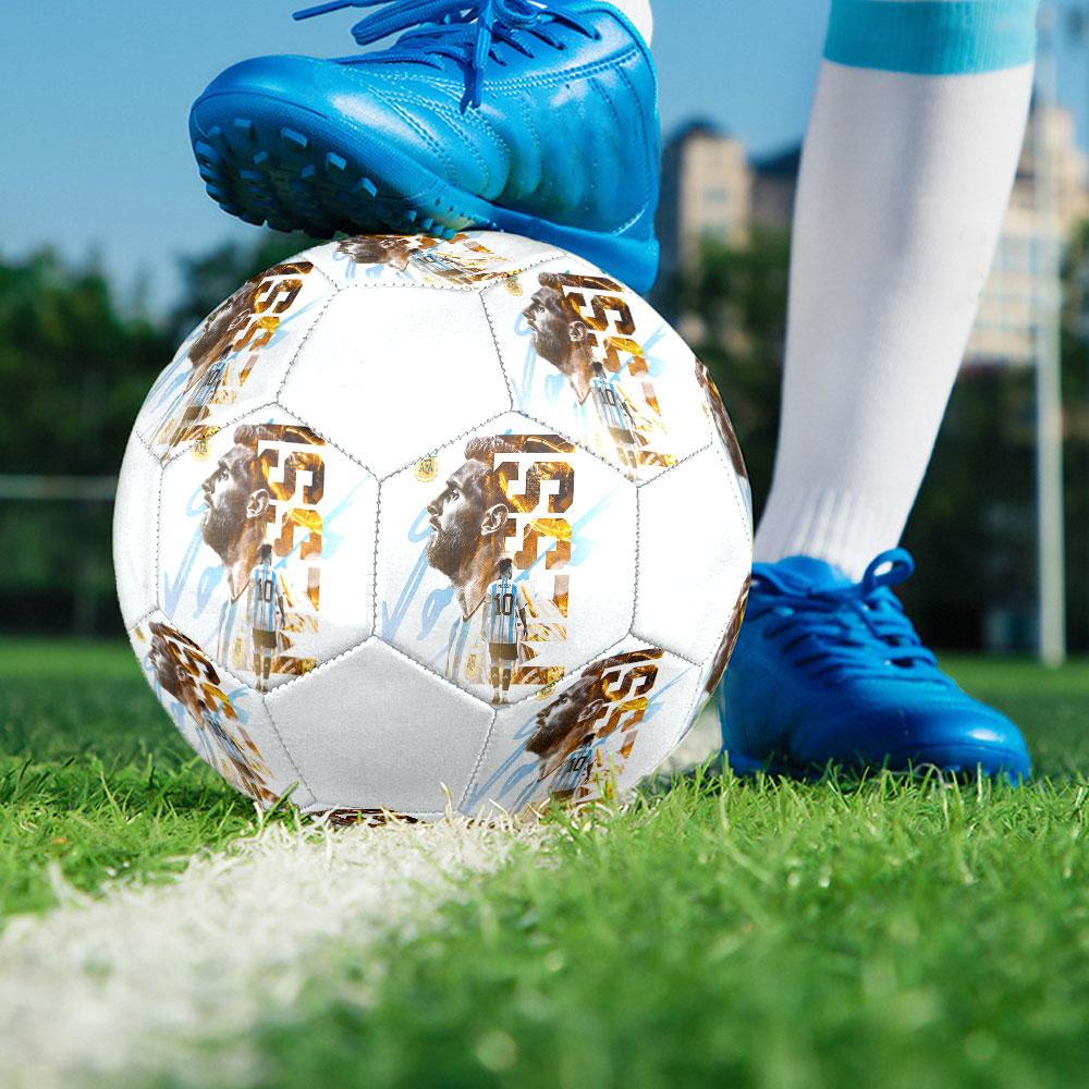 1PZ Pallone da Calcio Messi Athletic Power taglia 5 Pallone da Calcetto PrahaColorato Per Tutte le Età Cucito a Macchina PVC Pronto per la Competizione Resistente Alto Rimbalzo