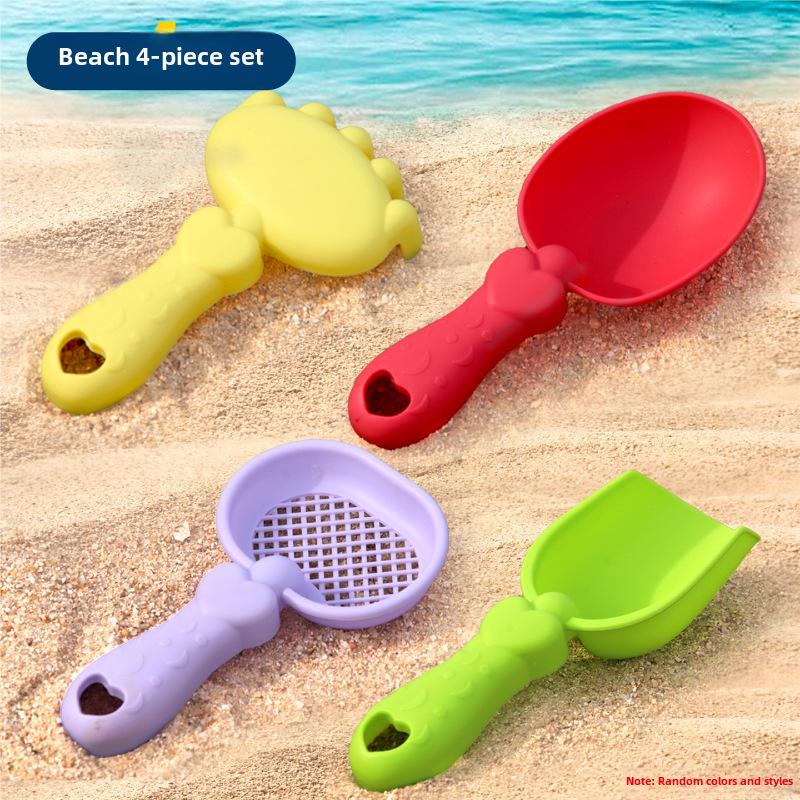 Kids' Beach Toy Set: Car, Bucket, Shovel, Hourglass, and Sand Tools for Water and Sand Play.