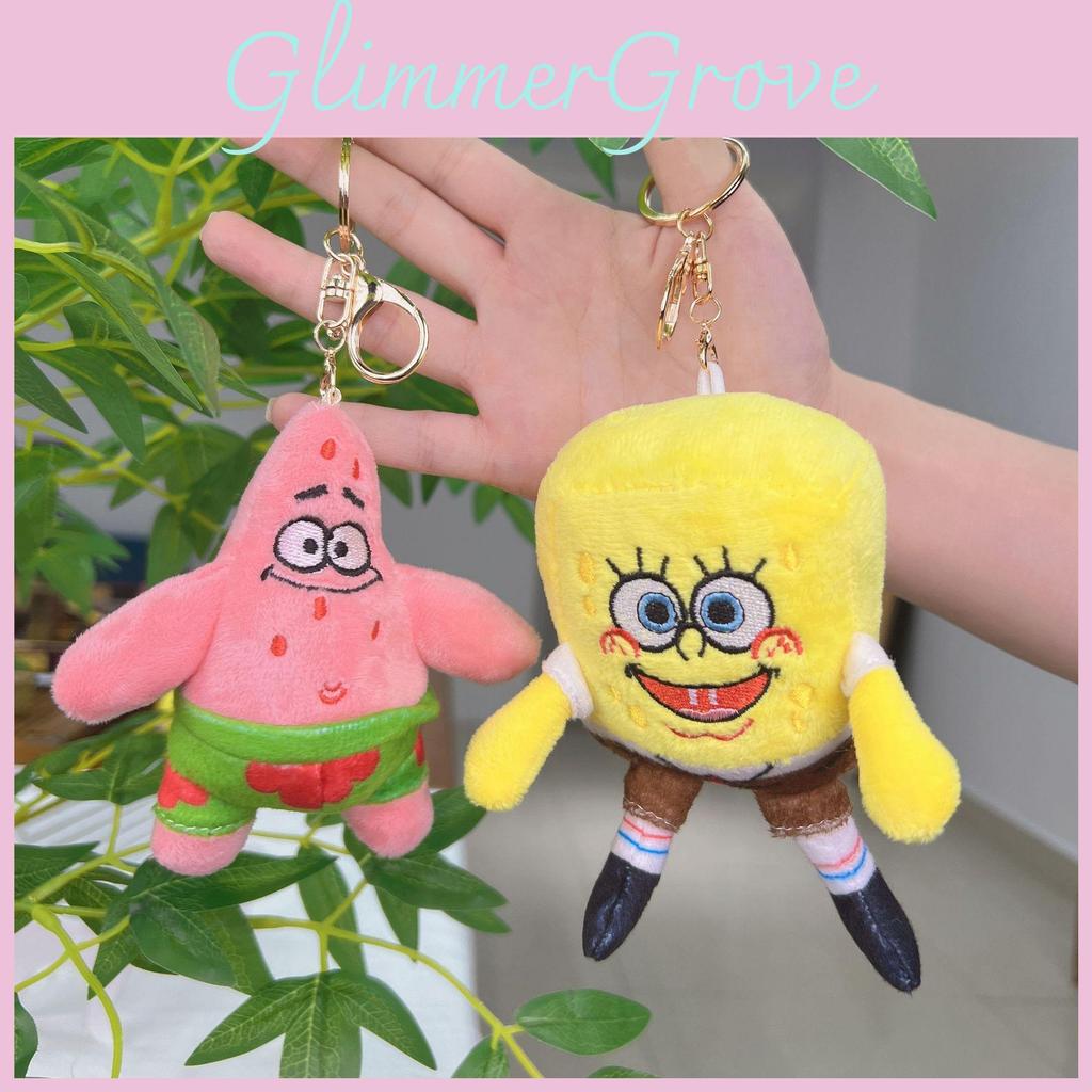 Entzückende Spongebob und Patrick Plüsch Schlüsselanhänger Spielzeuge für Kinder Mit Weichem Kurzem Plüschfell