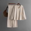 Solid color collar fashion set, new autumn and winter loose high-waisted casual sweater two-piece set