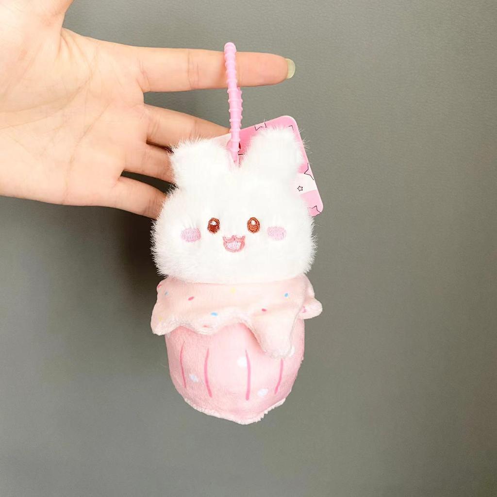 Cartoon Panda Plush Doll Ice Cream Pendant Car Key Accessory Toy Gift Ornaments