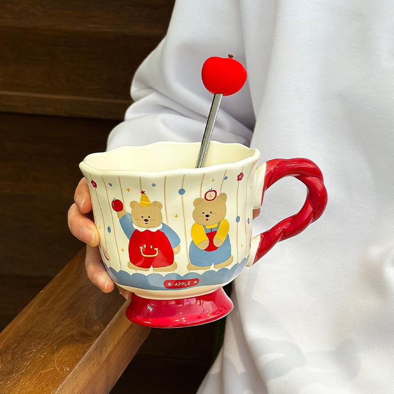 

Кружка Медведь Новый Стиль для Женского Домашнего Офиса Керамическая Кофейная Чашка Подарок на День Рождения для Подруги 420ML