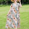 Elegant Women's Dresses Summer Vintage Clothes Plus Size Short Sleeve Casual Loose Long Dress
