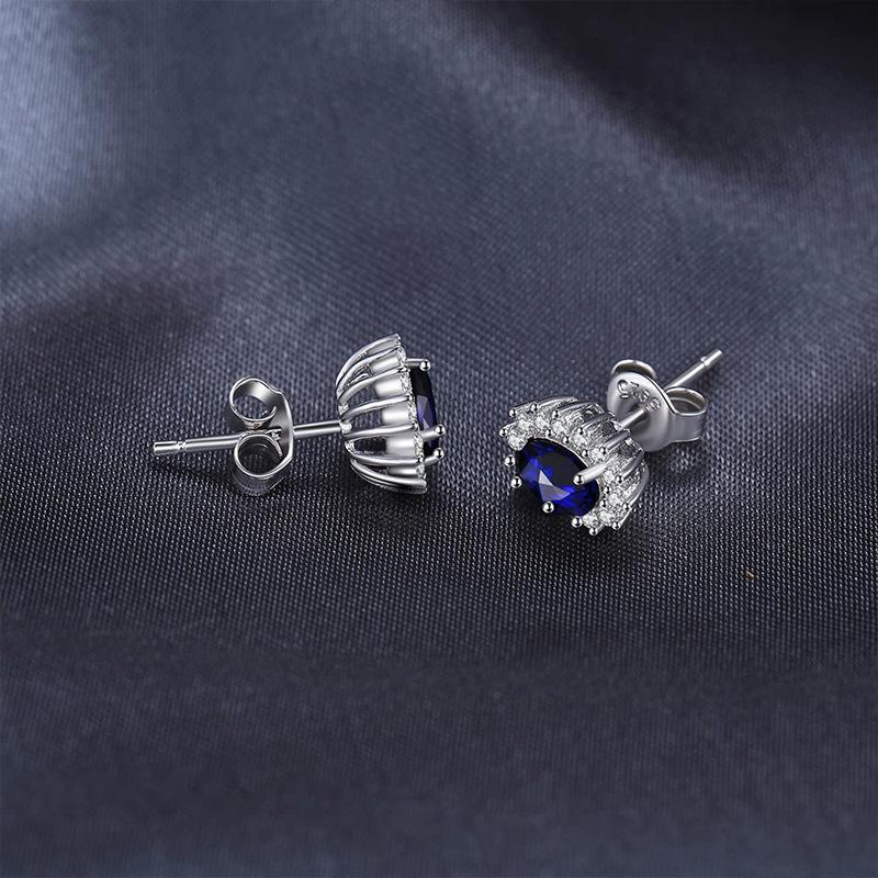 European and American Fashion Simplicity Classic Noble Temperament Sapphire Earrings Fully Set with Ear Accessories