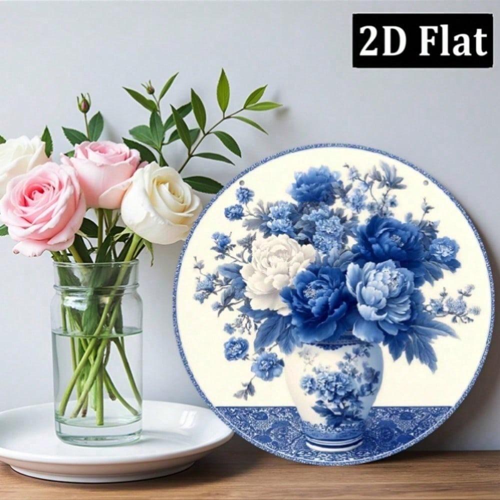 2D Flat Round Metal Sign 8 Inch White Wall Decor for Home Cafe Kitchen Restaurant Apartment Ambiance