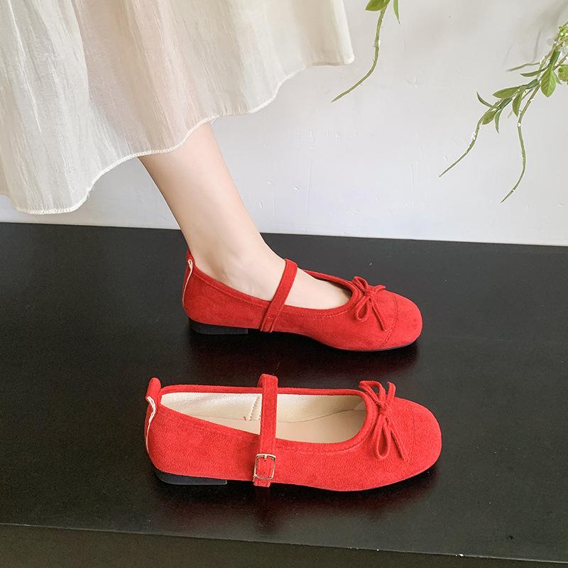 French Gentle Bow Mary Jane Shoes Women's 2025 Spring New Inner Height Increase Ballet Shoes with Skirt Single Shoes