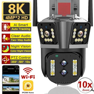 LS VISION 16MP 8K IP kamera 10X Zoom Venkovní čtyři objektivy PTZ WiFi kamera se třemi obrazovkami Zabezpečení Zabezpečení CCTV Barevná kamera s nočním viděním Zabezpečení domácnosti