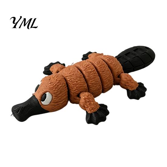 Fun Handheld Fidget Ornament 3D Printed Articulated Platypus Figurine, Flexible Joint Toy, Cute Small Animal Collector Item Desktop for Home