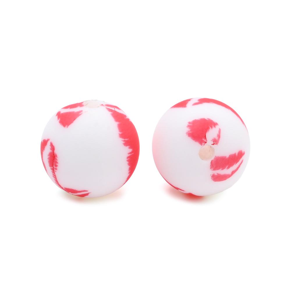 10Pcs 15mm Baby Infant Nipple Appeal Other Chain Clips Dummy Holder Nipple Accessories Pink Love Print Food Grade Silicone Beads