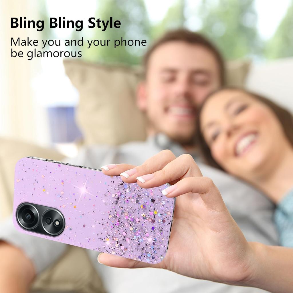 Case For OPPO A78 A58 A18 A38 A79 4G A98 A96 A76 A16 A15 A57 A77 5G Reno 10 Pro 8 7 Lite 6 Cover Transparent Glitter Glossy Bling Silicone Soft Slim