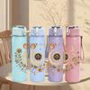 1PC Vintage Moon Star Pattern 750ml Color Plastic Sports Water Bottle Leakproof Flip Straw Lid Suitable for Sports Office Home Use
