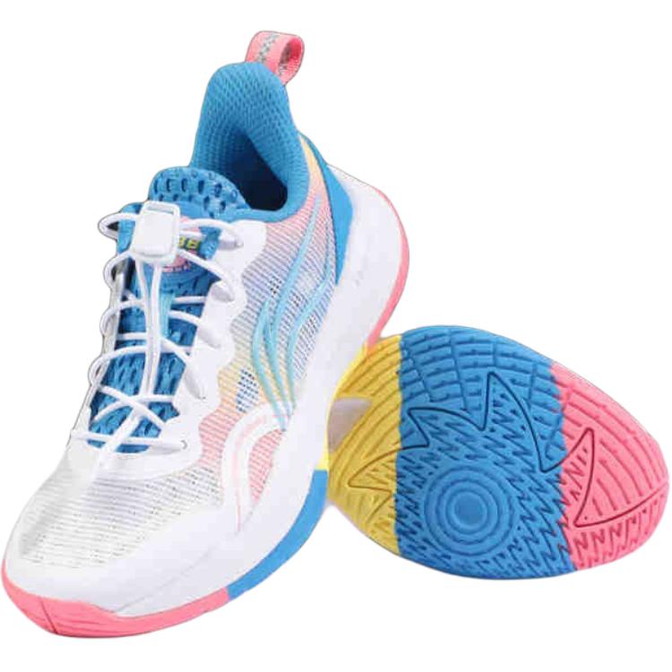 Li Ning Kids Long Fist V2 Performance Sports Comfortable Durable Breathable Low Top Basketball Shoes Kids Basketball Shoes White Blue YKBU026-31