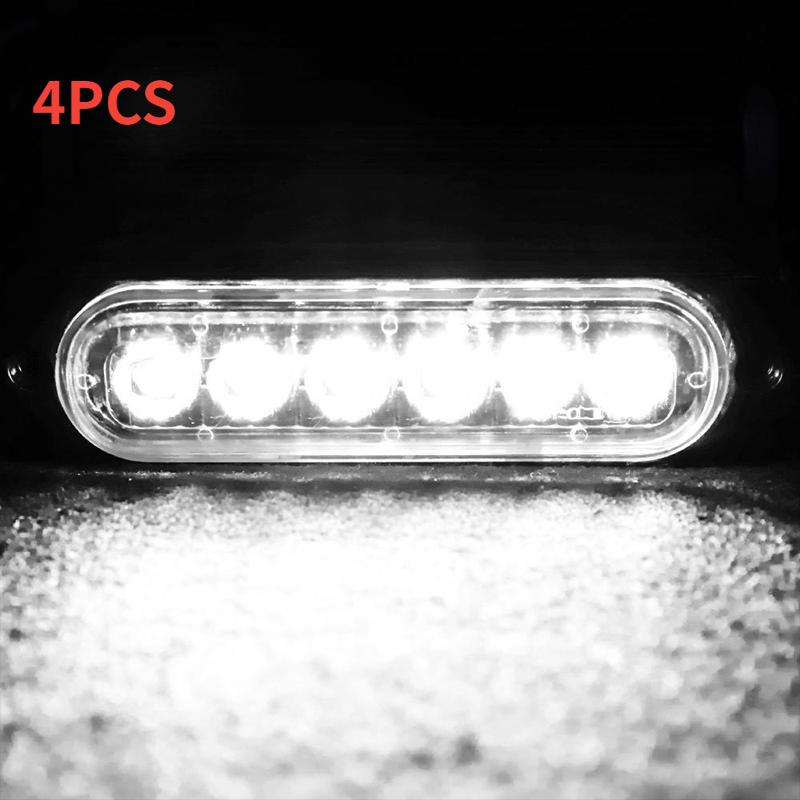 4PC 12LED High Light Truck Side Warning Light Emergency Light Amber Constant Warning Super Bright Side Warning Lamp Assembly 12V