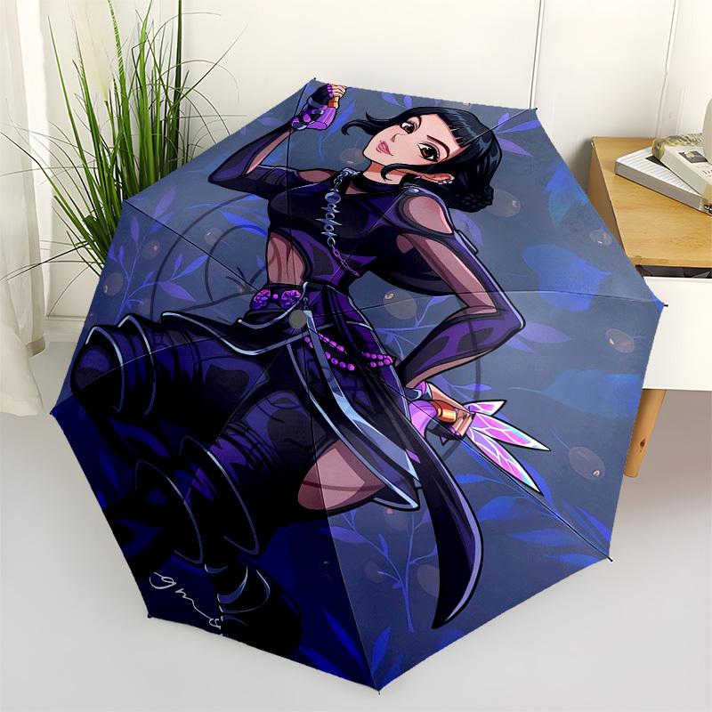 

1pc Purple Warrior with Bow Umbrella with Plastic Handle,Suitable for All Seasons Home Travel Outdoor UmbrellaFP113
