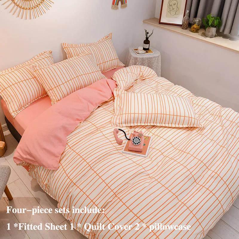 

Комплект постельного белья из простыни, комплект из четырех предметов длиной 1,5 метра, 1,8 м. Кровать из толстого шлифовального хлопка, домашний комплект постельного белья из гравара Double