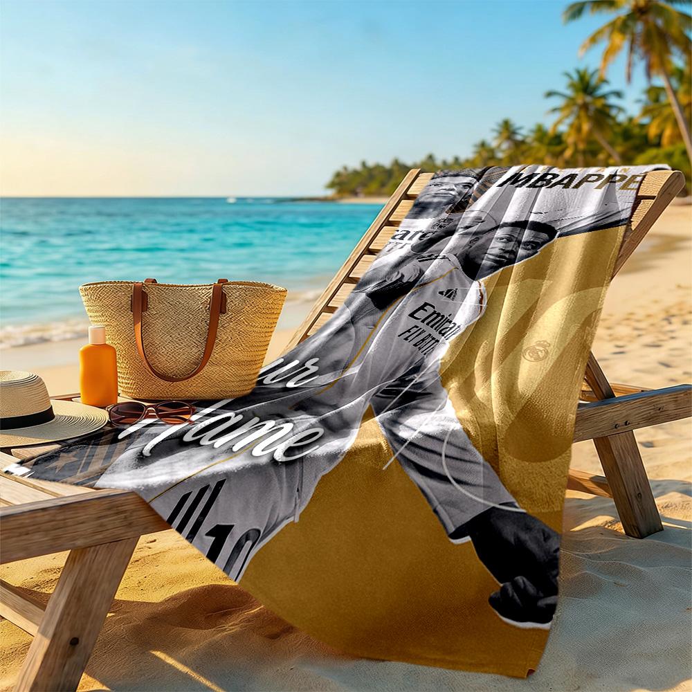 Mbappe Personalized Text Beach Towel Quickdry Soft Microfiber Ideal For Travel Outdoor Swim Pool Yoga Surf Camping Hiking Gym Gift Holiday