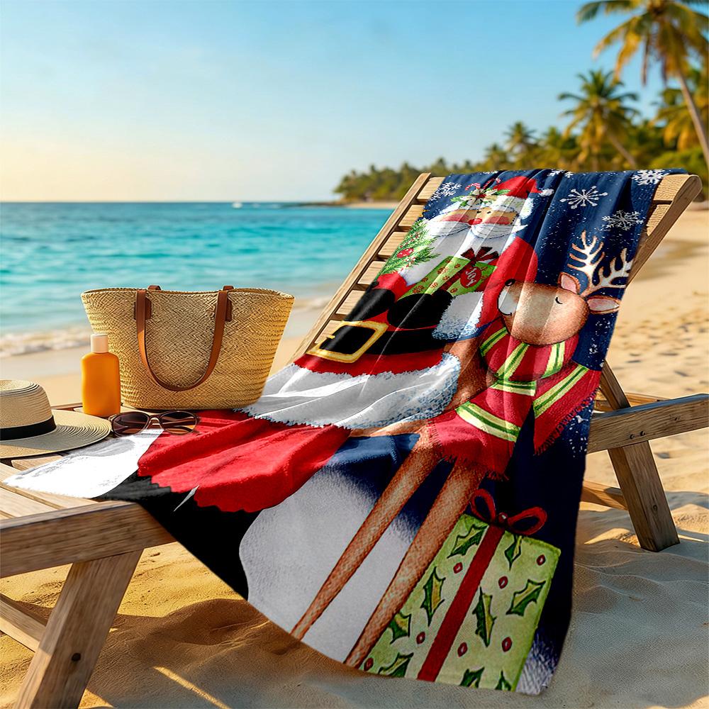 Christmas Beach Towel Super Soft Microfiber Quickdry Fabric Comfortable Lightweight Perfect for Traveling Yoga Camping and Swimming