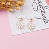 925 Silver Daisy Flower Oil Drop Earrings, Ear Clips, and Diamond Accents - Elegant and Versatile for Any Occasion