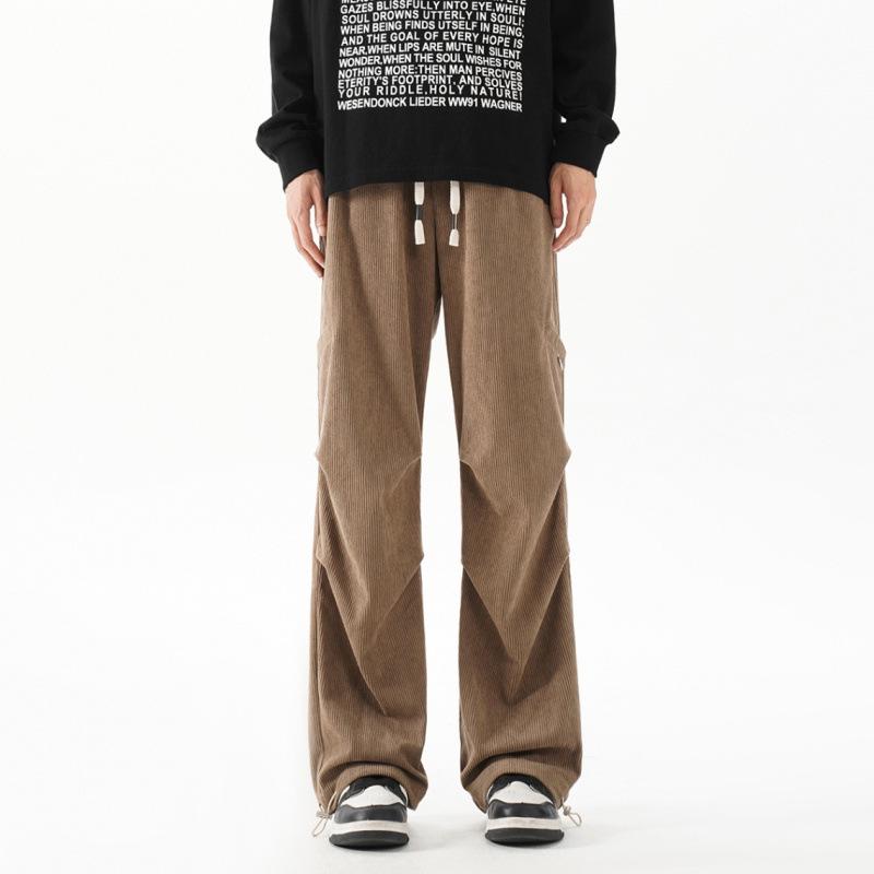 Men's Retro Wide-Leg Cargo Pants - Trendy, Loose, Straight-Leg Design for Spring/Autumn 2025