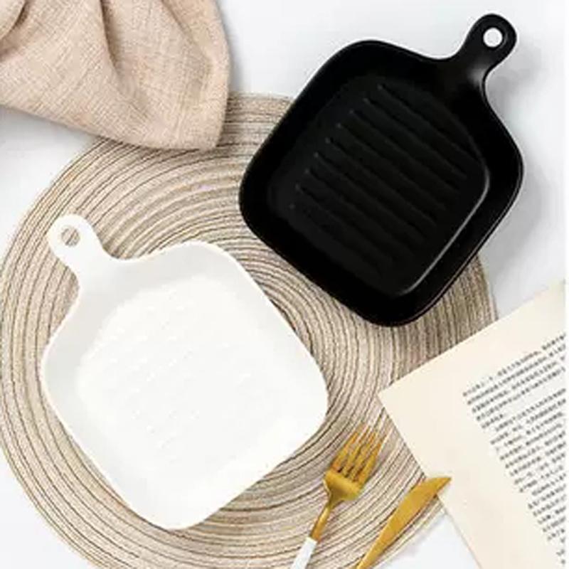 Nordic Matte Square Ceramic Baking Tray Domestic Baked Rice Bowl Microwave Oven Baking Dish Tableware Dinner Plate