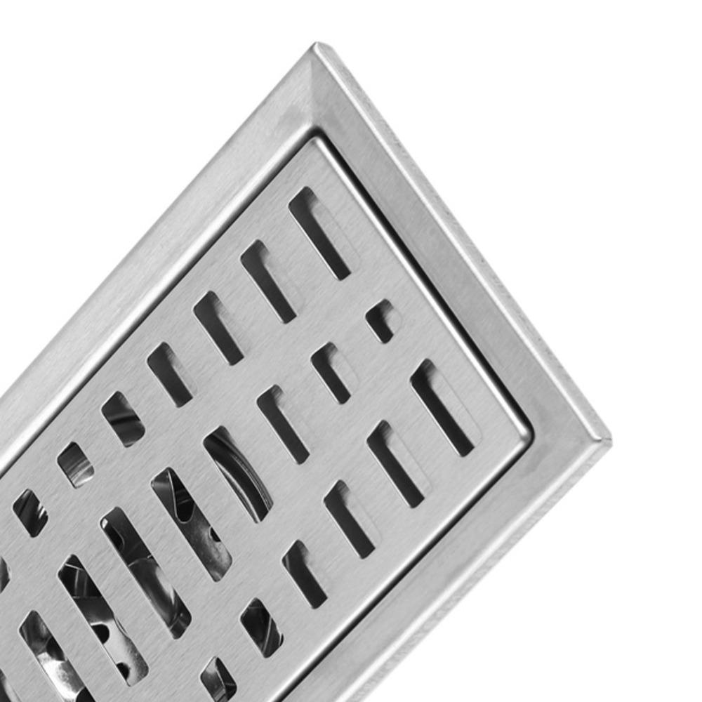 Rectangle Shower Drain Stainless Steel Floor Waste Grate Durable Hair Strainer Bathroom