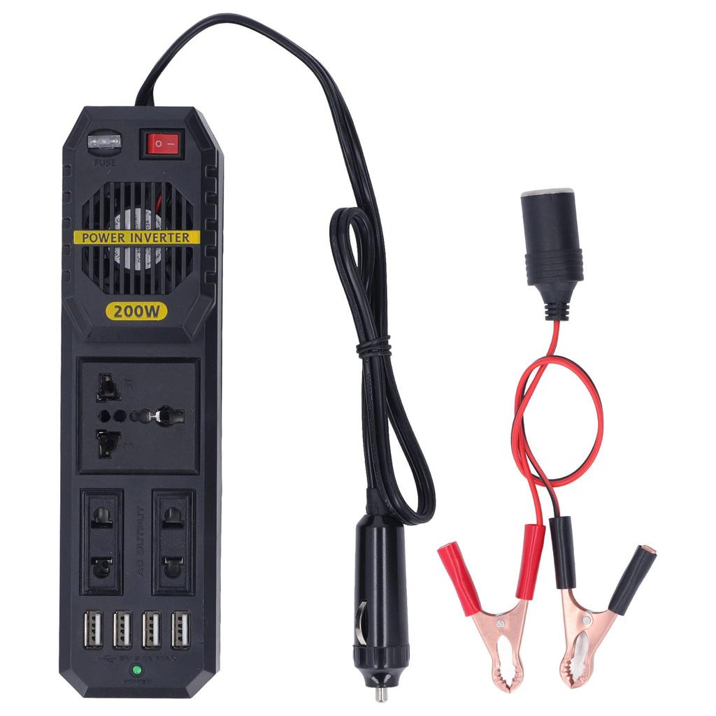 Car Power Inverter 200W 12V to 220V PWM Modified Sine Wave Adapter Converter with 4.1A USB Ports
