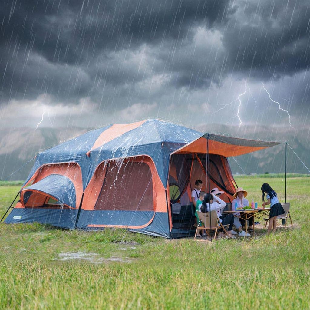 Double-Layer Ridge Tent: Outdoor Camping Tent with Two Bedrooms, Living Room, Sunshade, and Expandable Space