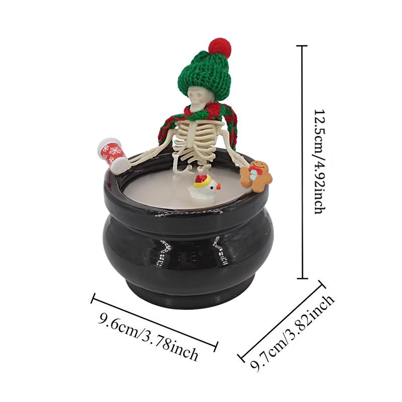 Halloween Skeleton Candle Halloween Decorations Ornament Gothic Cauldron Bathing Skull Candle With Hat Scarf Home Decor Gift