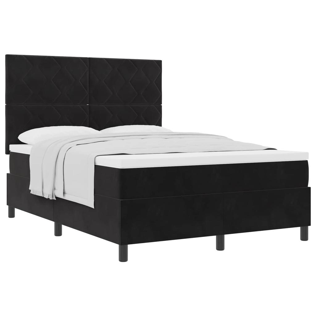 Boxspring Bed with Headboard Black 160 X 200 Cm Velvet