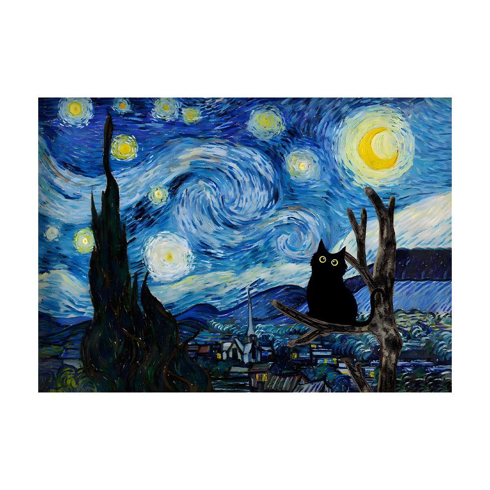 Van Gogh Black Cat Sunflowers Funny Art Matisse Monet Canvas Painting Posters And Prints Wall Pictures For Living Room Decor