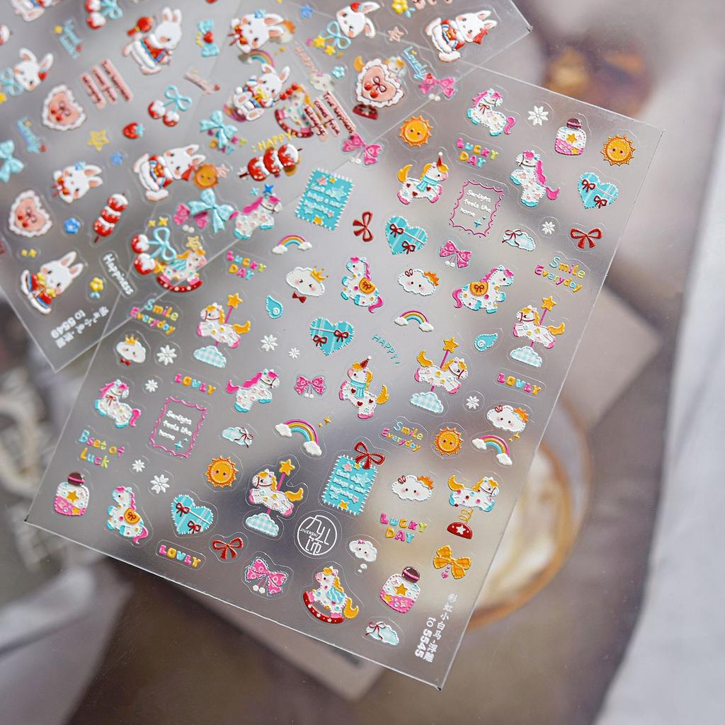 1pcs Exqusitive Mini Bows Nail Stickers 5D Reliefs Nail Art Stickers White Black Red Bowtie Nail Decorations Adhesive Decals DIY