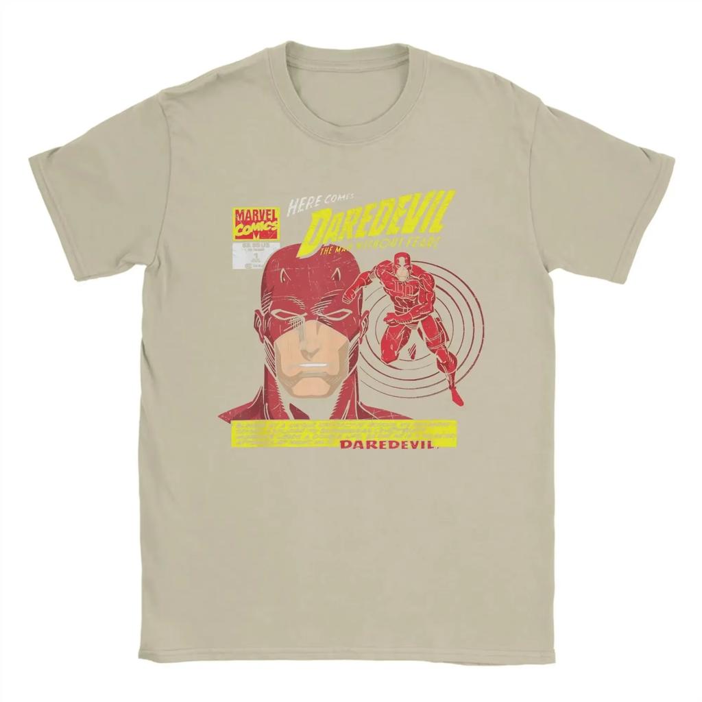 This Vintage Black Marvel Daredevil Comic T-shirt Captures the "Man Without Fear" Vibe for Retro Superhero Fans Who Love Classic Art
