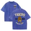 T-shirt Lavata Stampa Tiger Sportiva Forte Donna Estate Comoda Maglietta Lavata Casual Abbigliamento Corto Morbido Cotone Abbigliamento Unisex