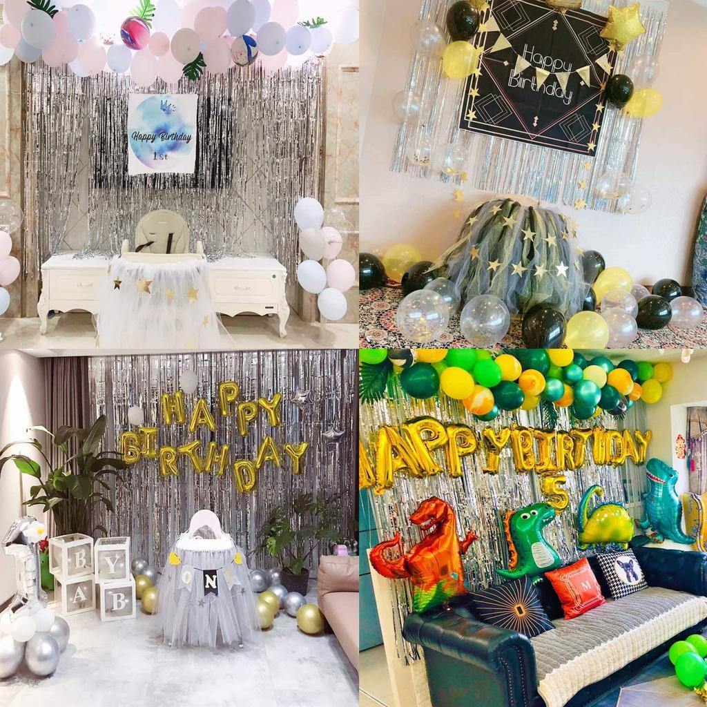 BRAVESHINE 2-Piece Tassel Curtain Set Sparkling Background Bright Glossy Birthday Christmas Decoration 100cm*250cm Party Decor